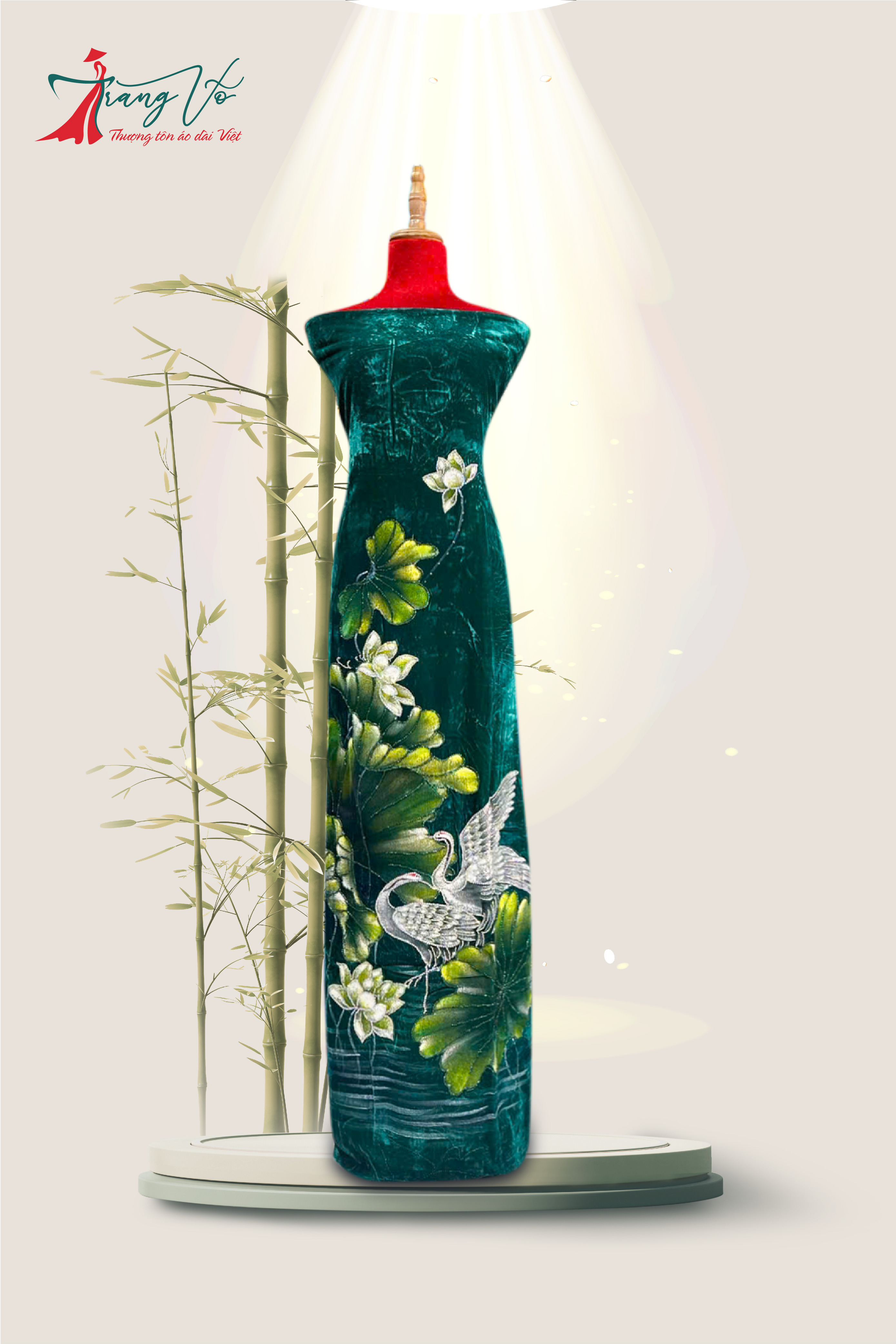 NHUNG TUYẾT VẼ CHIM HẠC ÉP ĐÁ CAO CẤP #02112405